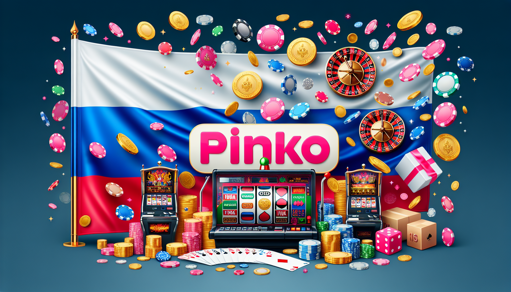 логотип Пинко казино на синем фоне